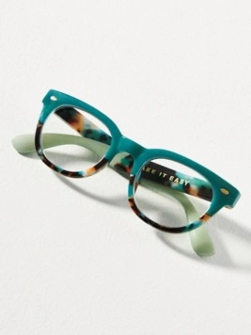 NEW Anthropologie Peepers Take it Easy Teal‎ Blue Light Filtering Glasses +0.00